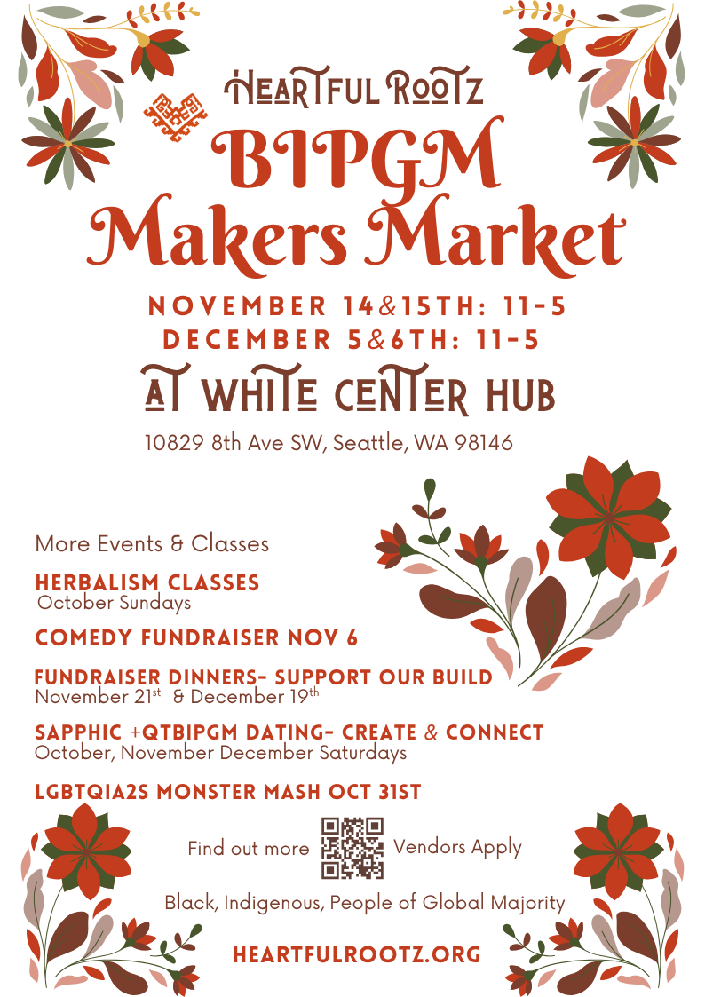 Holiday BIPGM Makers Market flyer with dates, location, and event highlights