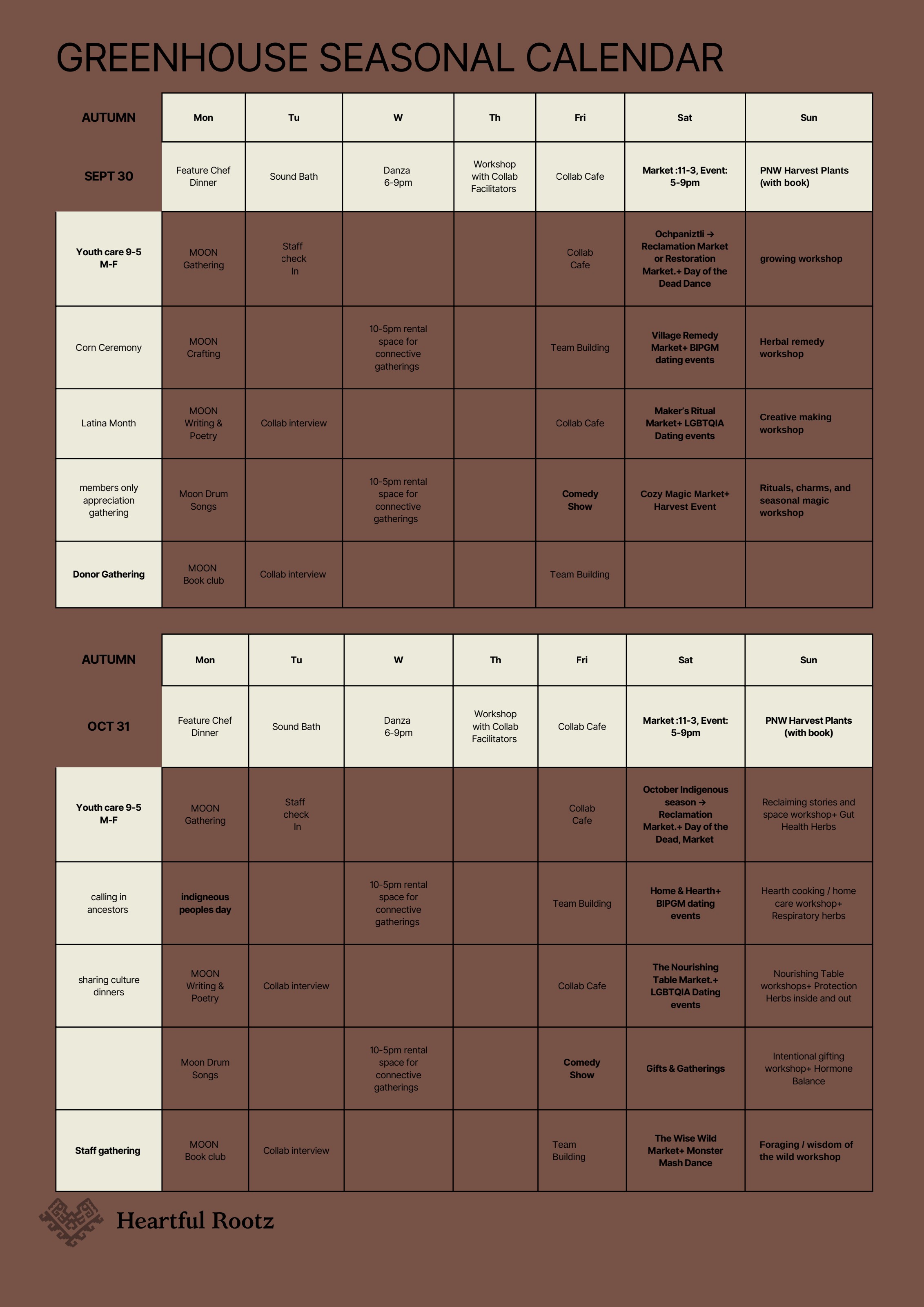 Greenhouse seasonal calendar — Early Autumn (September & October)