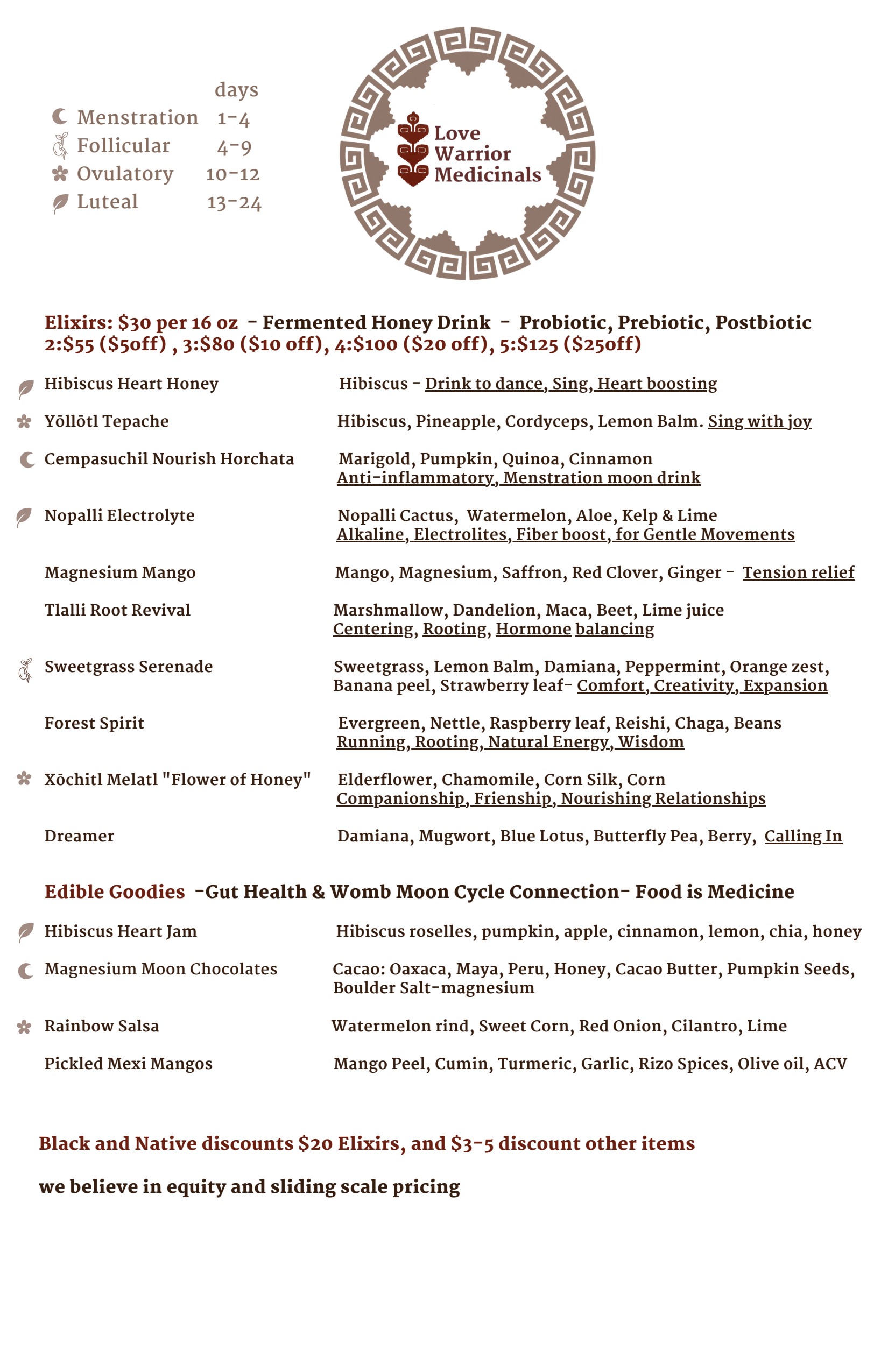 HeartfulRootz elixirs & edibles menu — page 1